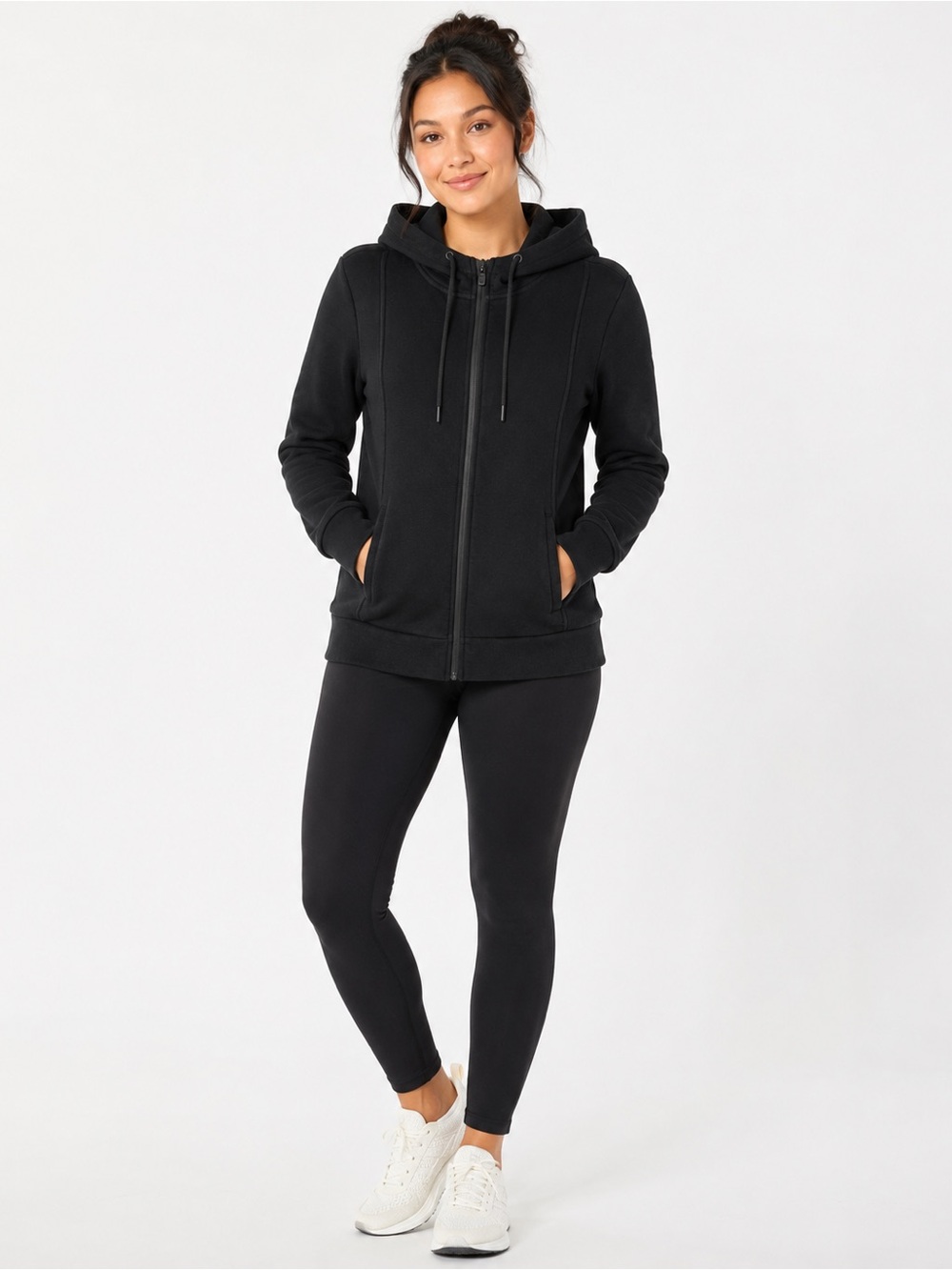 FIGS On-Shift Full Zip Hoodie Women’s M Black Fleece Medical Scrubs Sweatshirt